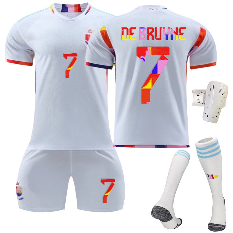 Billige Fotballdrakter Belgia Bortedrakt VM 2022 Hvit Kortermet + Korte bukser De Bruyne 7