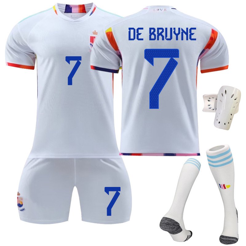 De Bruyne 7 Belgia Bortedrakt VM 2022 Hvit Kortermet + Korte bukser