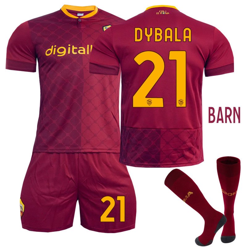 Dybala 21 AS Roma Hjemmedrakt 2022/23 Kortermet + Korte bukser Barn
