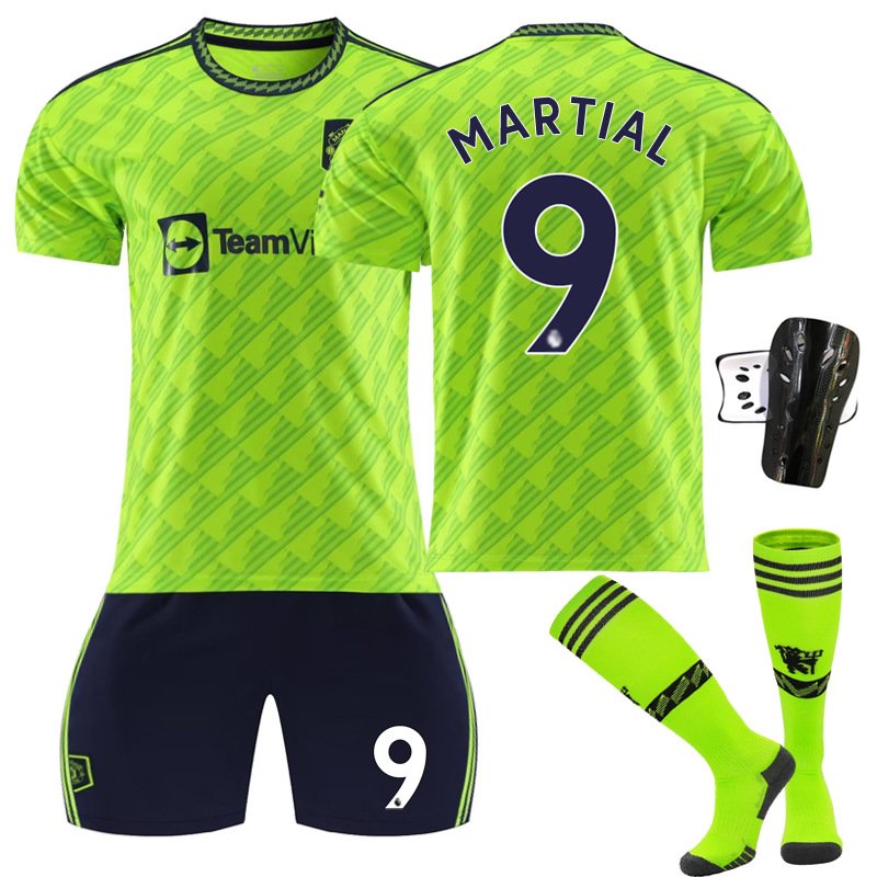 Herre Manchester United Tredjedrakt 2022/23 Grønn Kortermet + Sort Korte bukser Martial 9