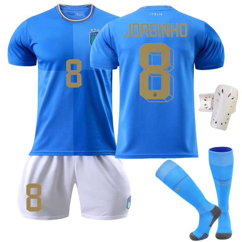 Jorginho 8 Italia Hjemmedrakt FIFA VM 2022 Blå Kortermet + Hvit Korte bukser