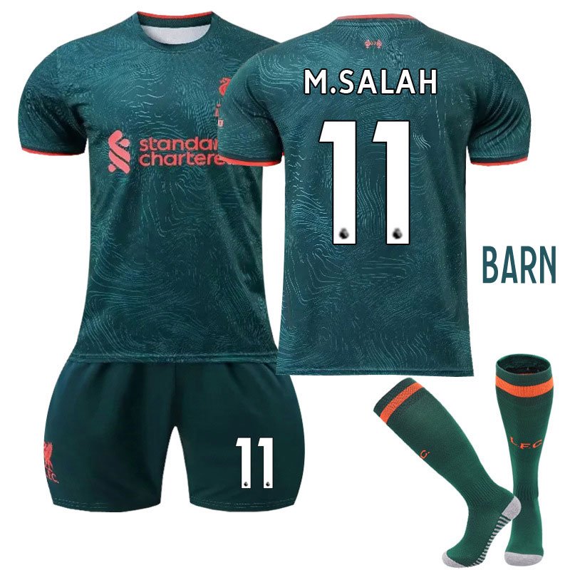M.SALAH 11 Liverpool Tredjedrakt 2022/23 Kortermet + Korte bukser Barn