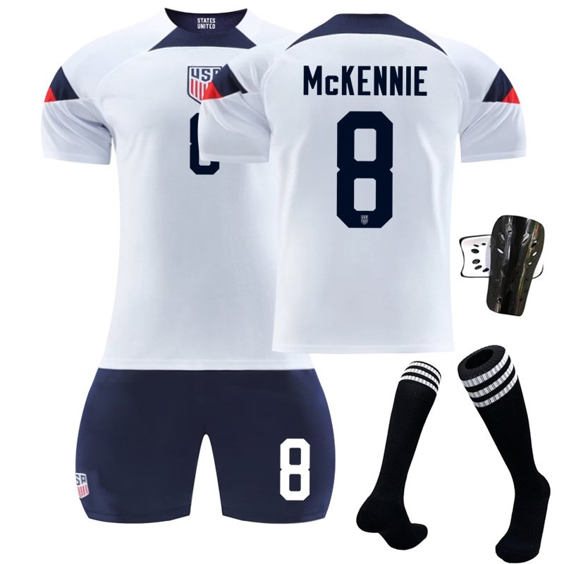 McKennie 8 USA Hjemmedrakt FIFA VM 2022 Hvit Kortermet + Navy Korte bukser