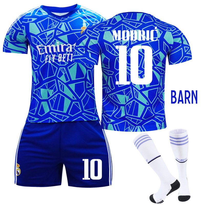 Modrić 10 Real Madrid Home Goalkeeper Drakt 2022-2023 Blå Kortermet + Korte bukser Barn