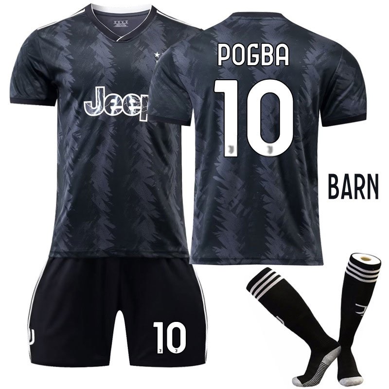 Pogba 10 Juventus Bortedrakt 2022-23 Sort Kortermet + Korte bukser Barn