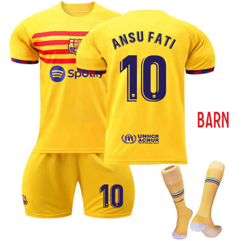 Ansu Fati 10 FC Barcelona Fjerdedrakt 2022-23 Kortermet + Korte bukser til barn