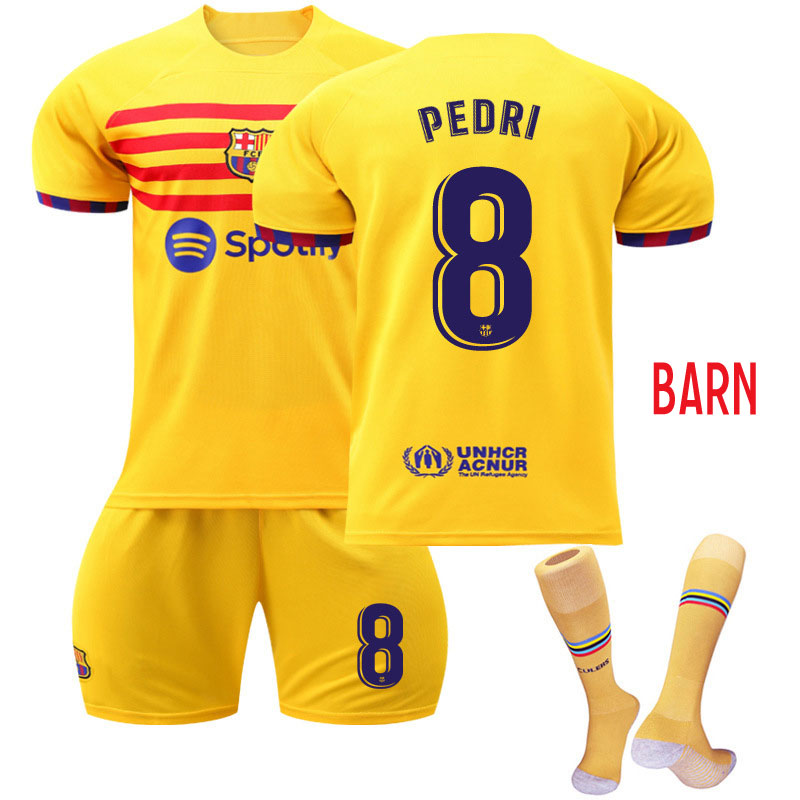 Barn FC Barcelona Fjerdedrakt 2022-23 Kortermet + Korte bukser PEDRI #8