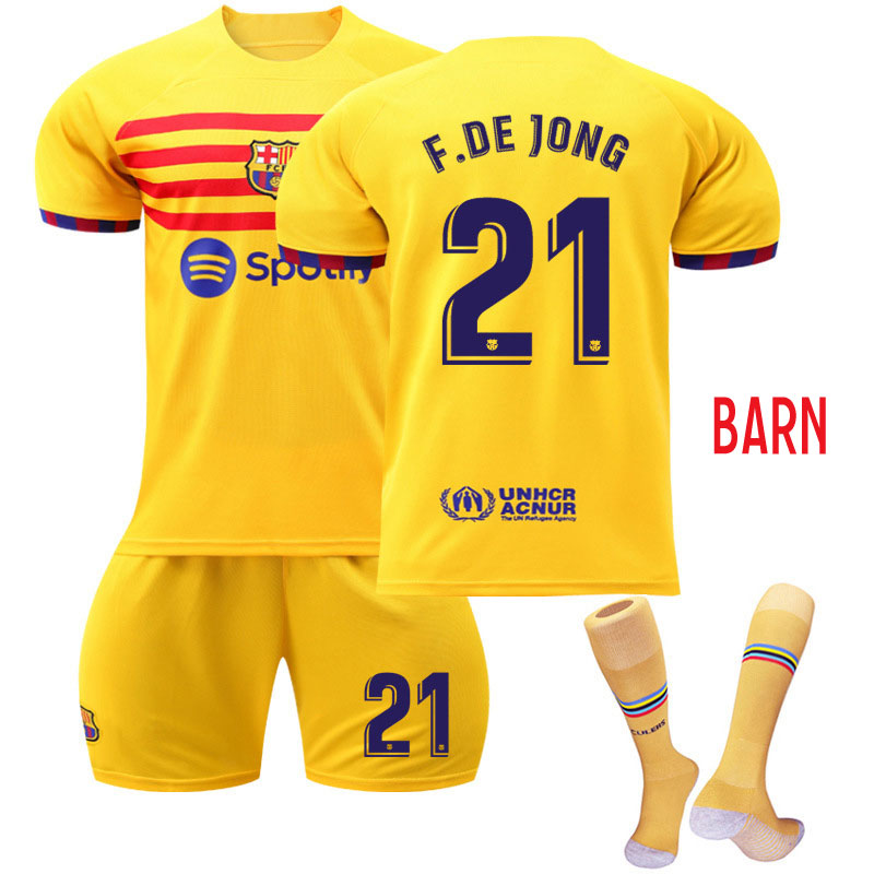 F.DE JONG #21 FC Barcelona Fjerdedrakt 2022-23 Barn Kortermet + Korte bukser