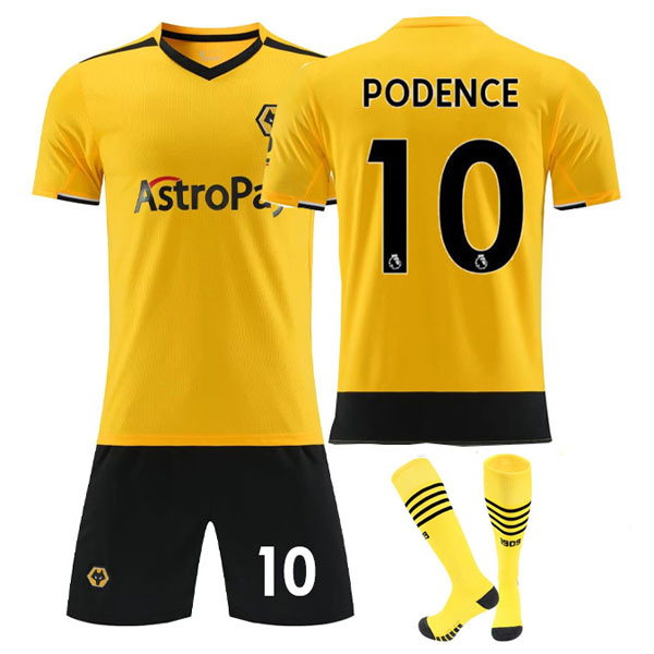 PODENCE 10 Wolverhampton Wanderers FC Hjemmedrakt 2022/23 Herre Kortermet + Korte bukser