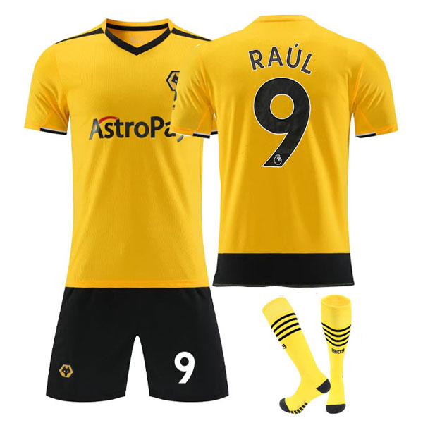 Raúl 9 Wolverhampton Wanderers FC Hjemmedrakt 2022/23 Herre Kortermet + Korte bukser