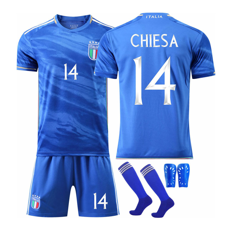Billige Fotballdrakter Italia Hjemmedrakt 2023/24 Kortermet + Korte bukser Chiesa #14