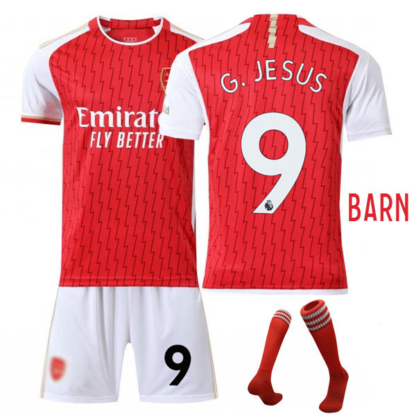 G.Jesus 9 Arsenal FC 2023-2024 Hjemmedrakt Billige Fotballdrakter Barn