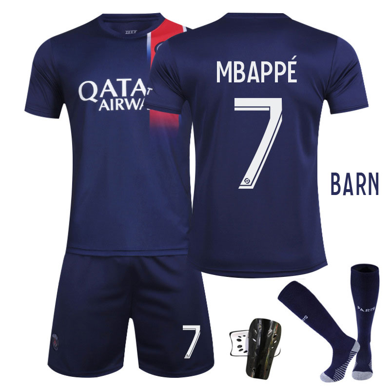 Mbappé #7 Paris Saint Germain 2023-2024 Hjemmedrakt Barn PSG Fotballdrakter