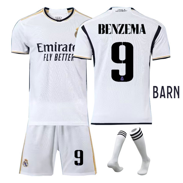 Real Madrid 2023/24 Barn Hjemmedrakt - Benzema #9