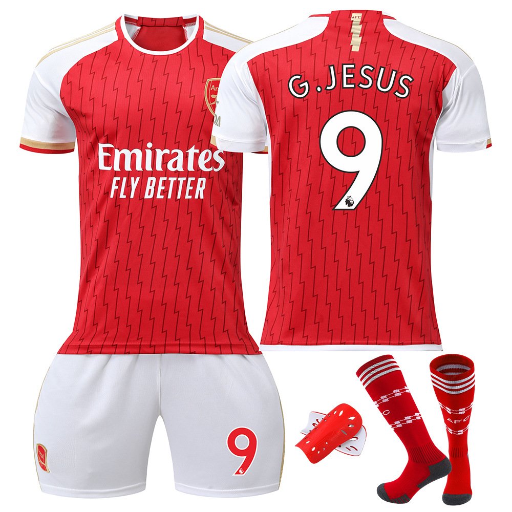 Arsenal Herre Hjemmedrakt 2023/24 Rød Kortermet + Hvit Korte bukser G.Jesus 9