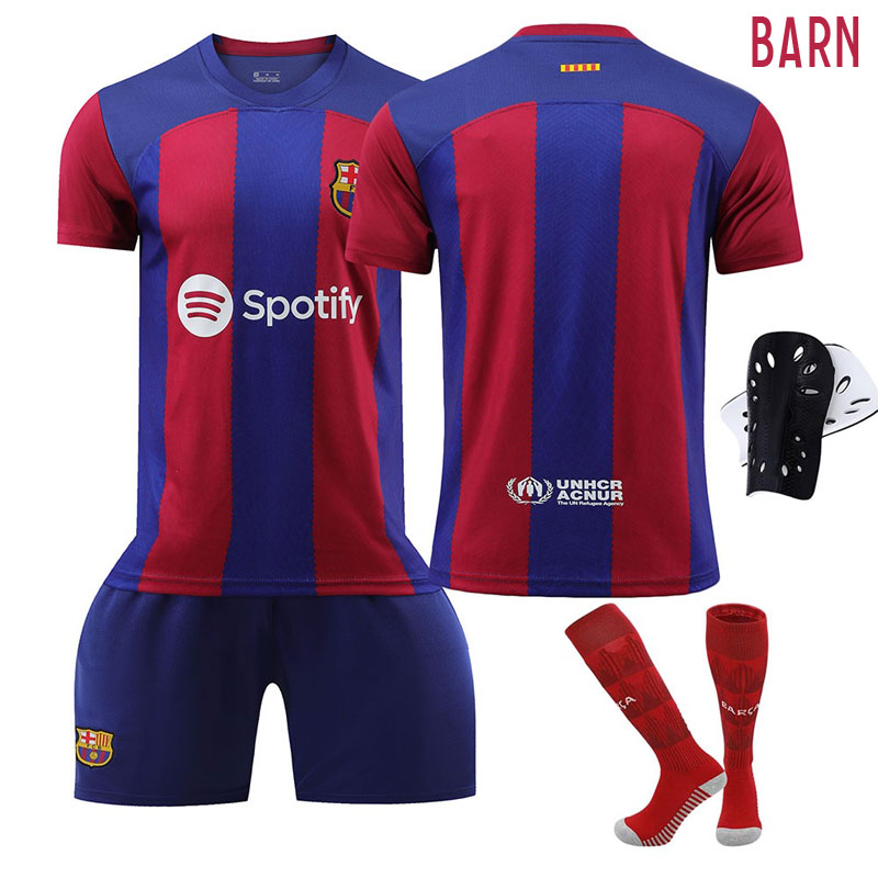 Billige Fotballdrakter FC Barcelona Barn Hjemmedrakt 2023-2024 Kortermet + Korte bukser
