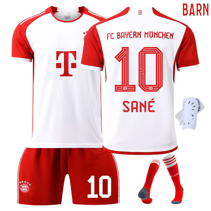 Billige Fotballdrakter Sané #10 FC Bayern München Barn Hjemmedrakt 2023-2024 Kortermet + Korte bukser