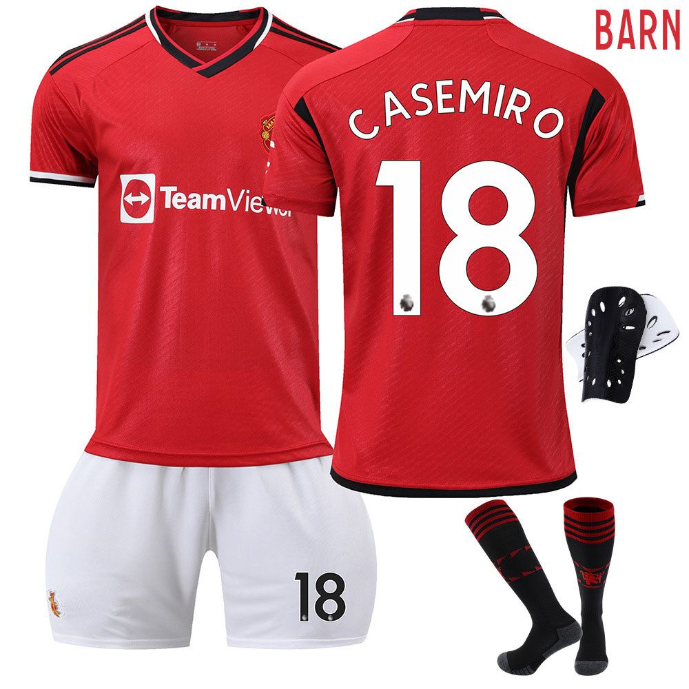 CASEMIRO #18 Manchester United 2023/24 Hjemmedraktsett til Barn