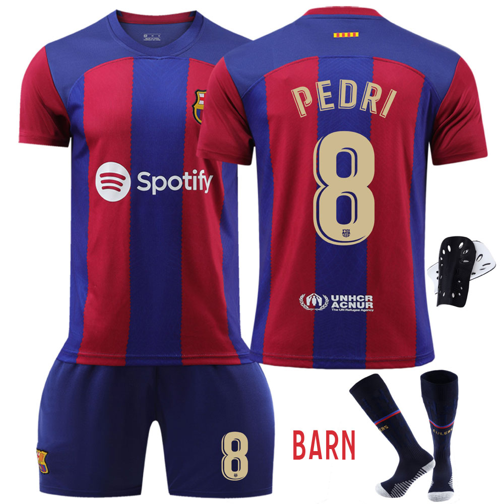 FC Barcelona drakt PEDRI #8 Hjemmetrøye Kort erm 2023-24 Barnesett