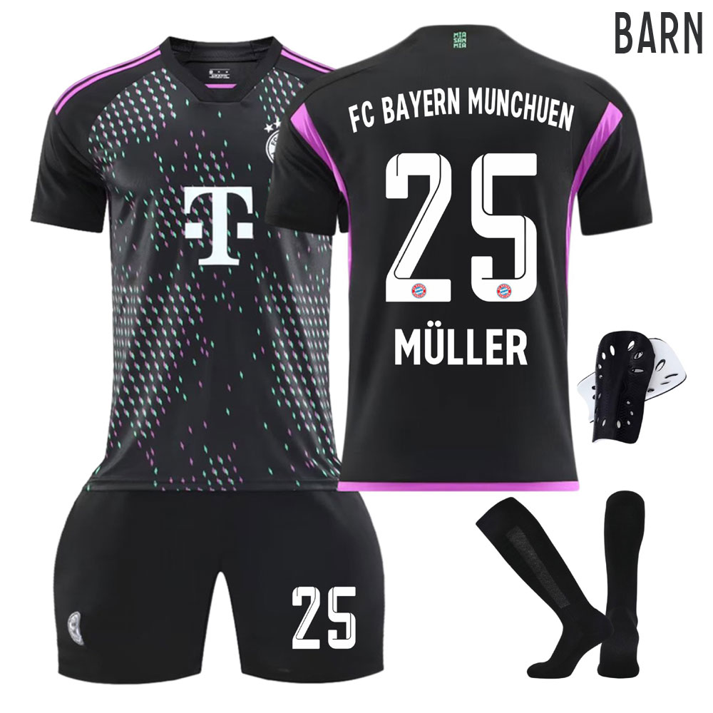 FC Bayern München Thomas Müller #25 Bortedrakt 2023-24 draktsett fotball til barn
