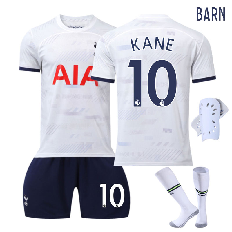 KANE 10 Tottenham Hotspur Barn Hjemmedrakt 2023/24 Hvit Kortermet + Sort Korte bukser