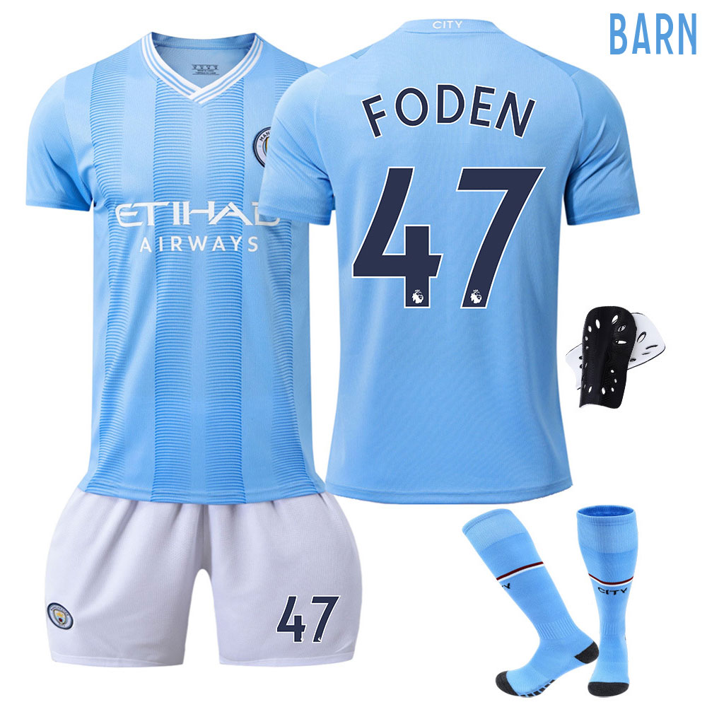 Kjøp Manchester City FC Hjemmedrakt 23/24 Barn Kortermet + Korte bukser Foden #47