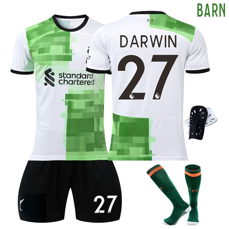Kjøpe Billige Liverpool FC Bortedrakt 2023/24 Darwin #27 Kortermet + Korte bukser til barn