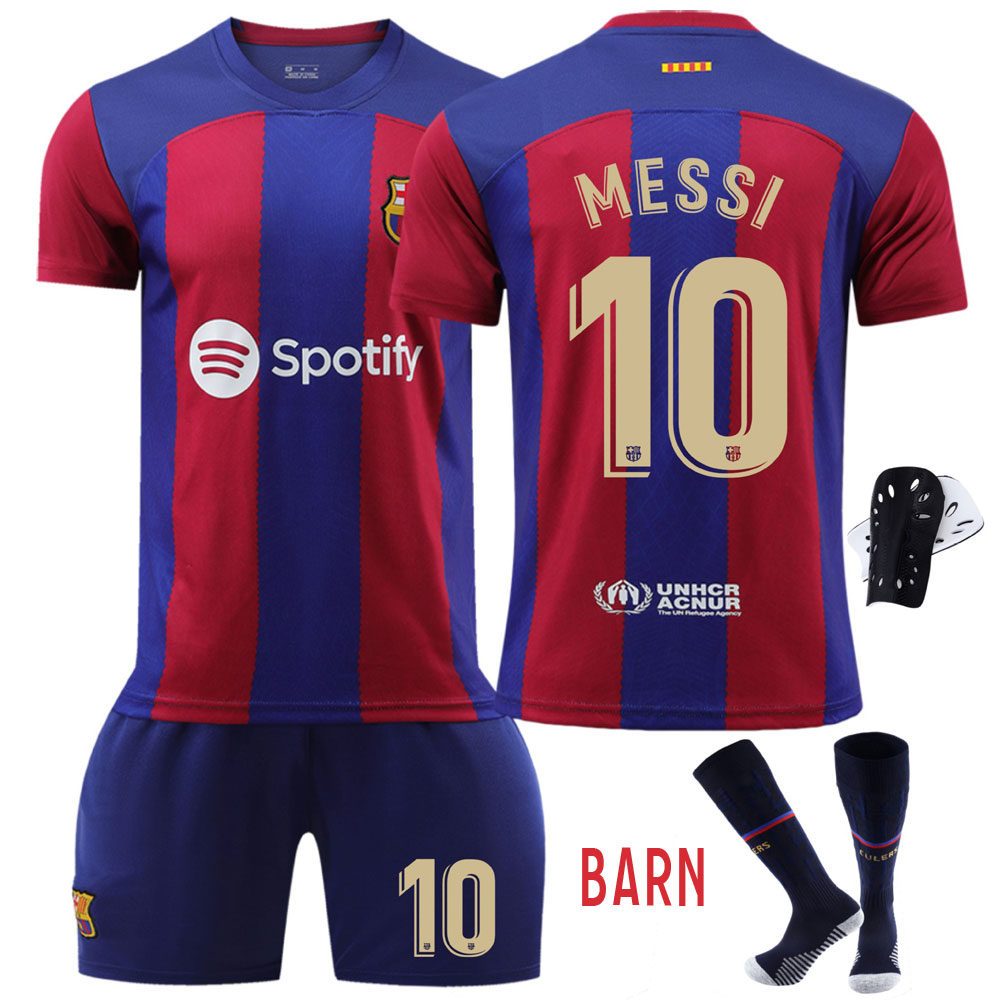 Lionel Messi #30 FC Barcelona Barn Hjemmedrakt 2023-24 Kortermet + Korte bukser