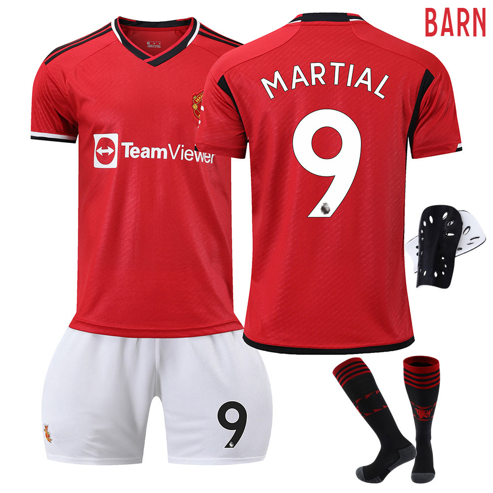 Martial #9 Manchester United Hjemmedrakt 2023/24 Rød Kortermet + Hvit Korte bukser til barn