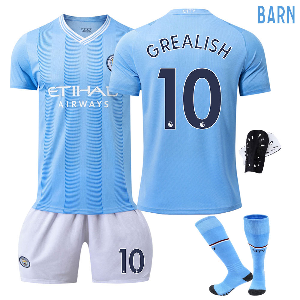 Premier League Fotballdrakter Manchester City 2023-2024 Barn Hjemmedrakt Grealish #10