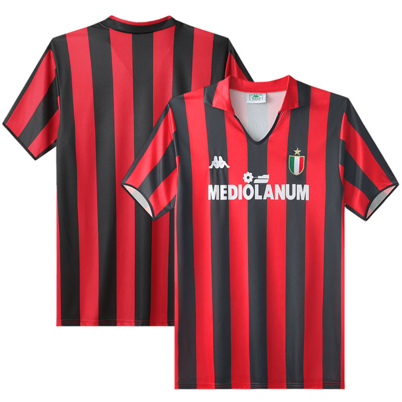 AC Milan Hjemmedrakt 1988/89 Retro Fotballdrakter Herre Kortermet Rød Sort