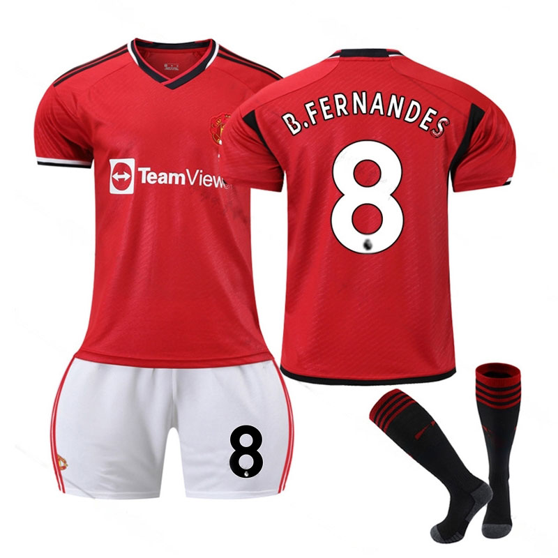 B.Fernandes #8 Manchester United Hjemmedrakt 2023/24 Herre Kortermet + Korte bukser