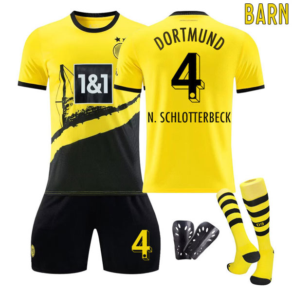 Barn Fotballdrakter BVB Borussia Dortmund N.Schlotterbeck #4 Hjemmedrakt 2023-2024
