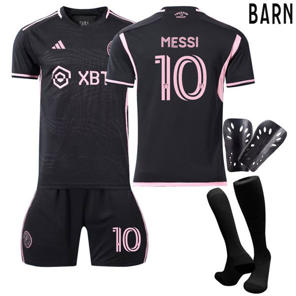 Barn Fotballdrakter Messi #10 Inter Miami CF Bortedrakt 2023/24 Kortermet + Korte bukser