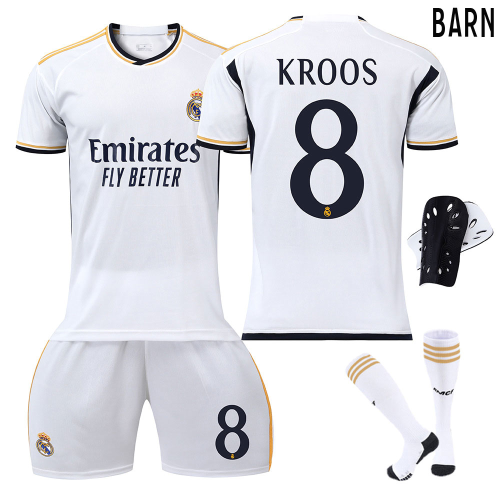 Barn Real Madrid Hjemmedrakt 2023/24 Kortermet + Korte bukser KROOS 8