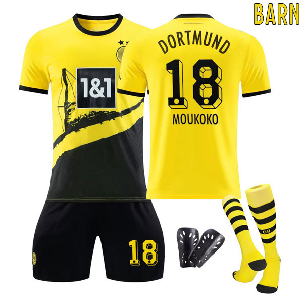 Billige Fotballdrakter BVB Borussia Dortmund MOUKOKO #18 Hjemmedrakt 2023-24