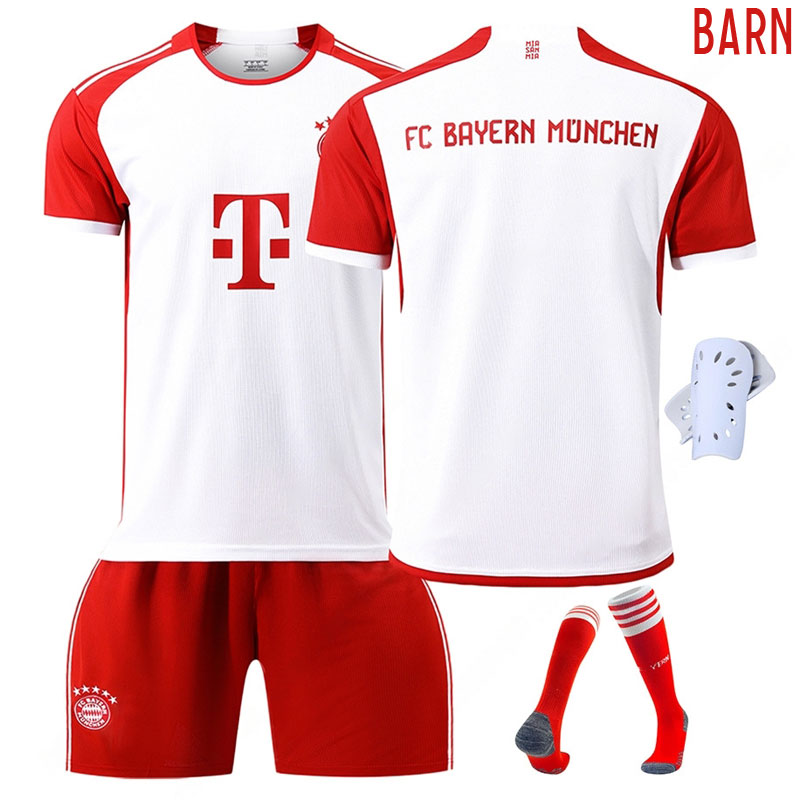 Billige Fotballdrakter FC Bayern München Hjemmedrakt 2023/24 Rød Hvit Draktsett Barn