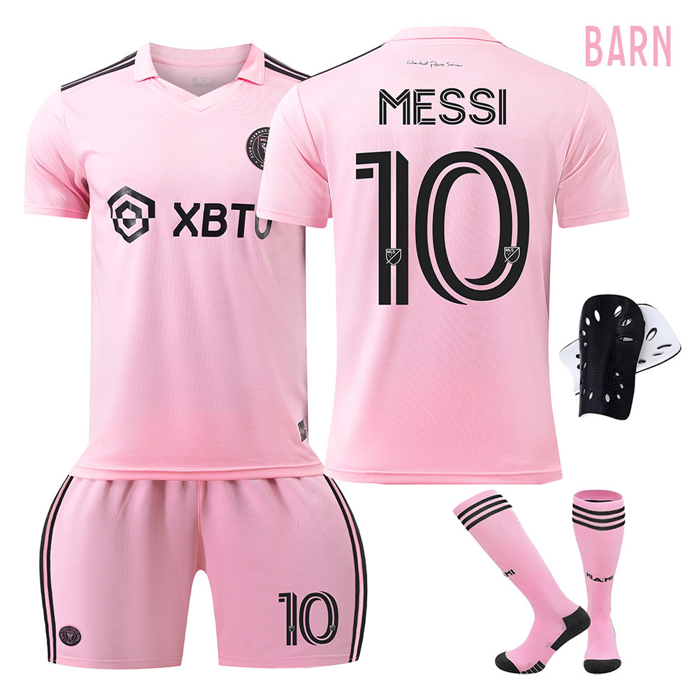 Billige Fotballdrakter Inter Miami CF Barn Hjemmedrakt 23/24 Kortermet + Korte bukser Messi #10