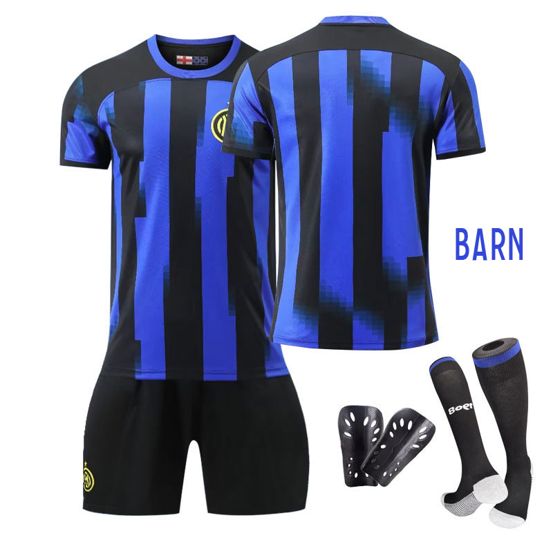 Billige Fotballdrakter Inter Milan Barn Hjemmedrakt 2023/24 Blå Kortermet + Sort Korte bukser
