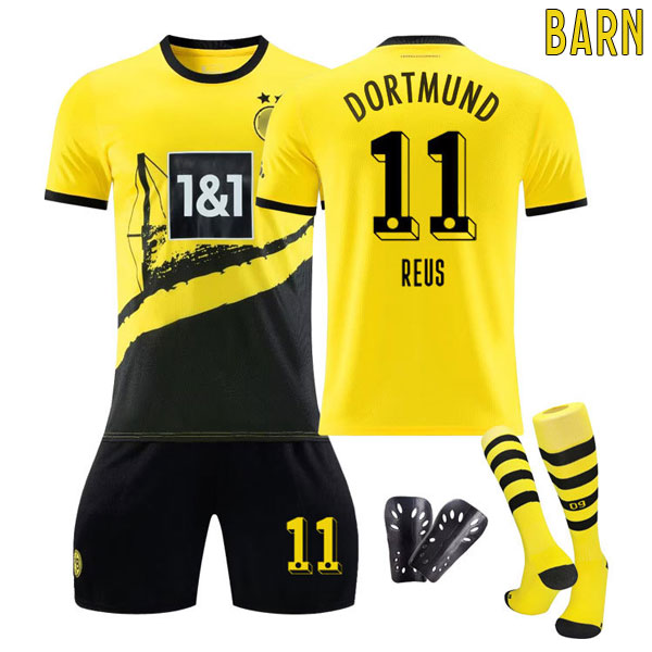 Borussia Dortmund Barn Hjemmedrakt 2023/24 Gul Kortermet + Sort Korte bukser Reus #11