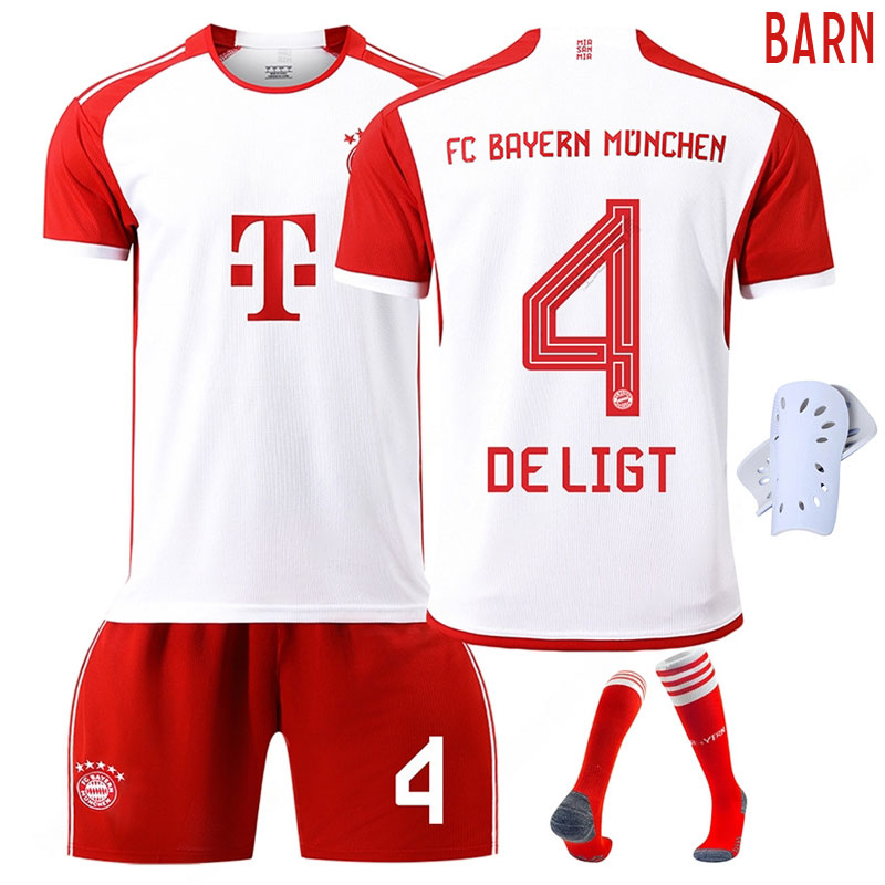 DE LIGT #4 Barn Fotballdrakter FC Bayern München Hjemmedrakt 2023-2024