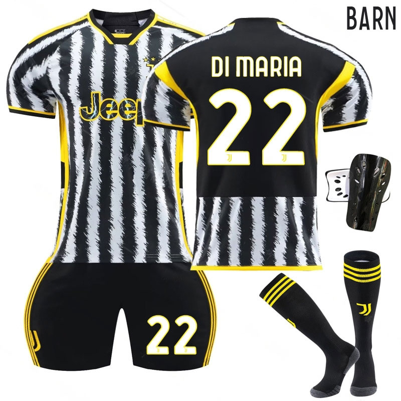 Di Maria #22 Fotballdrakt Barn Series A Juventus Hjemmedrakt 2023/24 Kortermet + Korte bukser