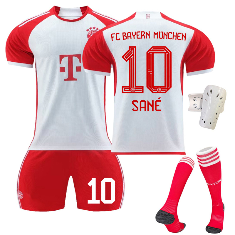 Fotballdrakt Herre FC Bayern München Sané #10 Hjemmedrakt 2023-24 Kortermet + Korte bukser