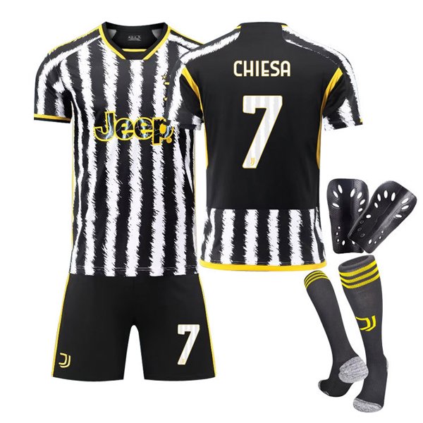 Fotballdrakt Herre Juventus Chiesa #7 Hjemmedrakt 2023/24 Kortermet + Korte bukser