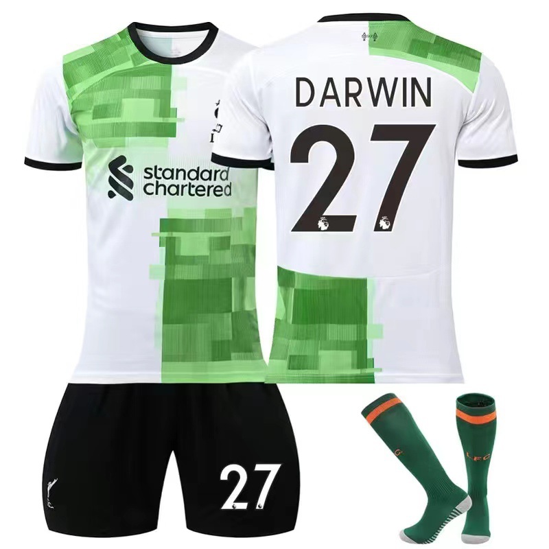 Fotballdrakt Herre Liverpool Darwin #27 Bortedrakt 2023-24 Kortermet + Korte bukser