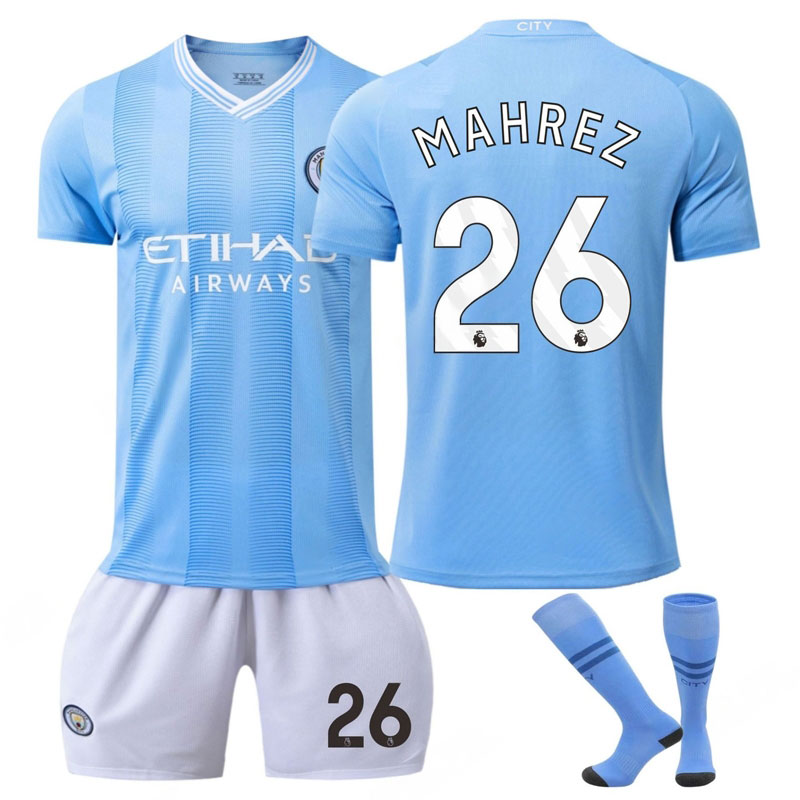 Fotballdrakt Herre Manchester City Hjemmedrakt 2023-24 Kortermet + Korte bukser Mahrez #26