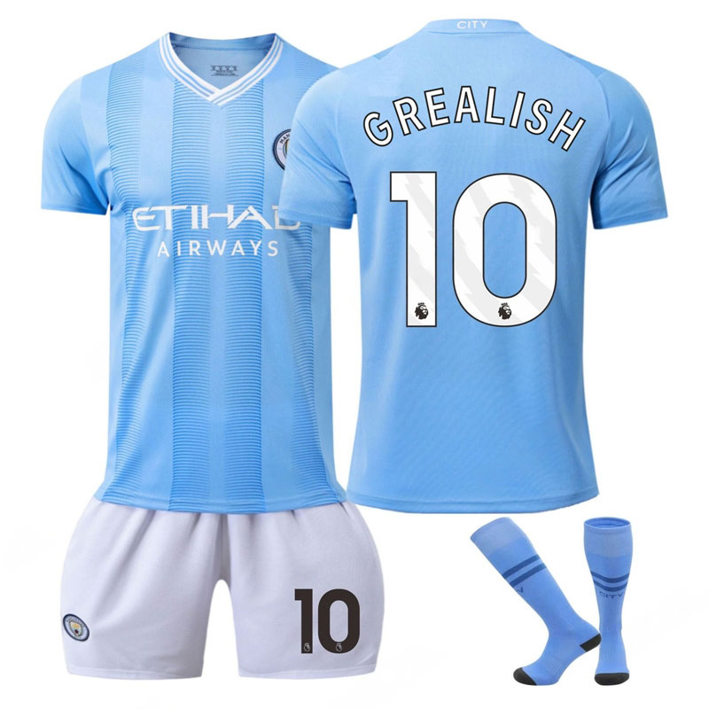 Grealish #10 Manchester City Hjemmedrakt 2023-2024 Herre Kortermet + Korte bukser