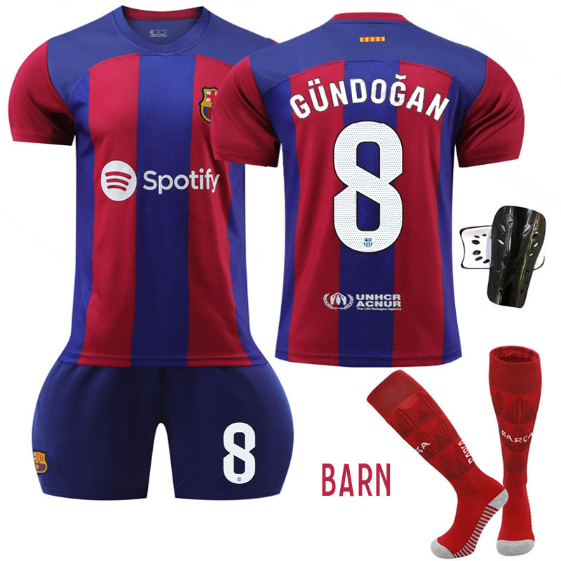 Gündoğan #8 FC Barcelona Hjemmedrakt 2023/24 Barn Kortermet + Korte bukser