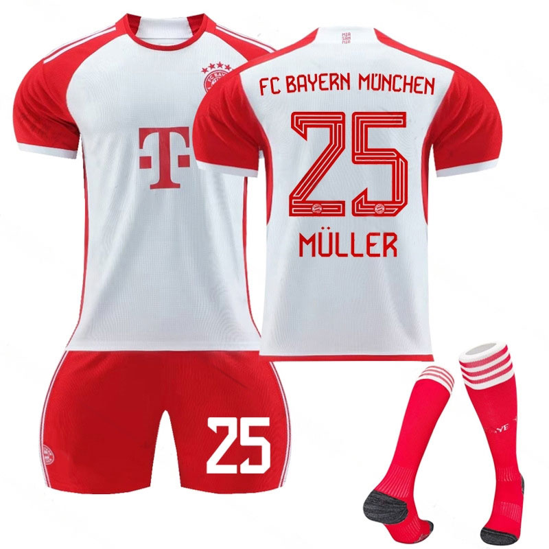 Herre FC Bayern München Hjemmedrakt 2023-24 Kortermet + Korte bukser Müller #25