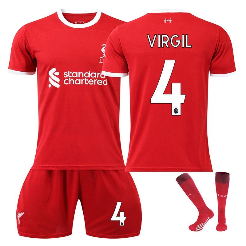 Herre Fotballdrakter Liverpool VIRGIL #4 Hjemmedrakt 2023-2024 Kortermet + Korte bukser